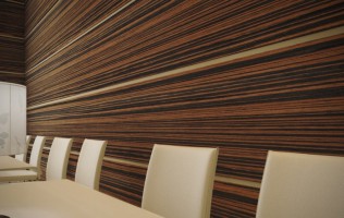 Стеновые панели МДФ + шпон Эбен для дизайна интерьера офиса и конференц залов