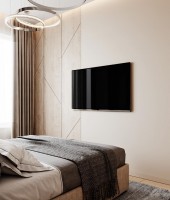 Декоративные стеновые панели МДФ с натуральным шпоном с асимметричными вырезами узором для зоны ТВ