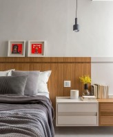 Изголовье для кровати в два цвета со встроенными тумбами